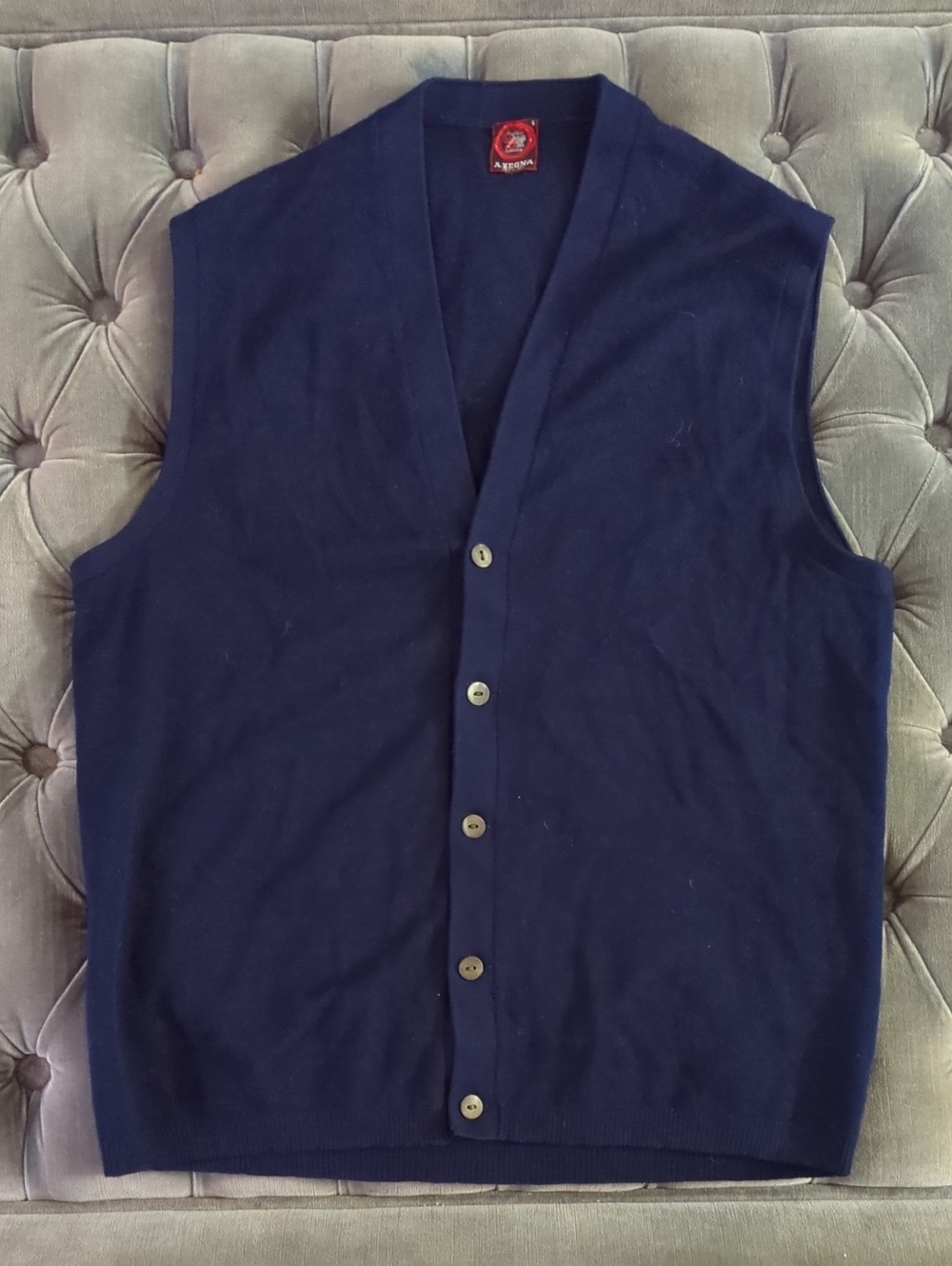 A. Zegna Classic Navy Button-Front Men's Sweater Vest
